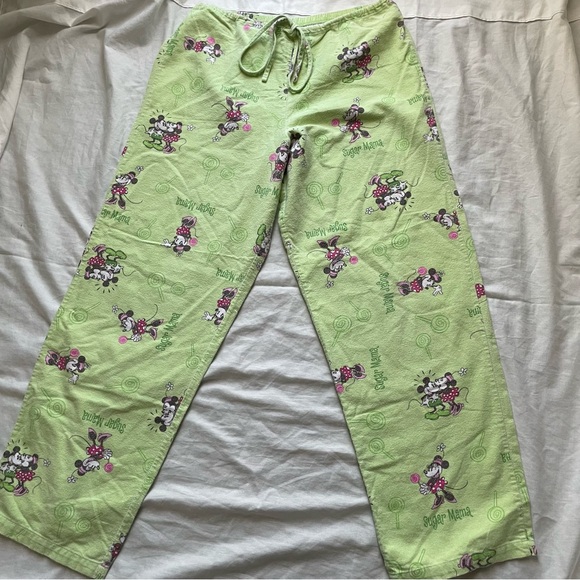 Disney Mickey and Minnie Mouse Green Sugar Mama Pajama Pants, S - Picture 2 of 8
